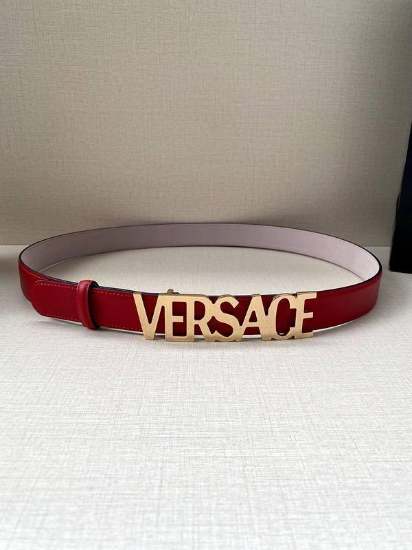 Versace Women's Leather Logo Decorated Buckle Belt - Banlieue91