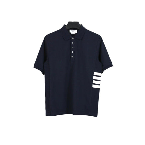 Thom Browne Navy Blue T-Shirt with Collar - Banlieue91