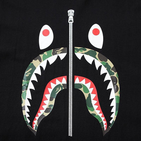 BATHING APE Black T-SHORT SLEEVE TEE 1ST CAMO SHARK TEE - Banlieue91