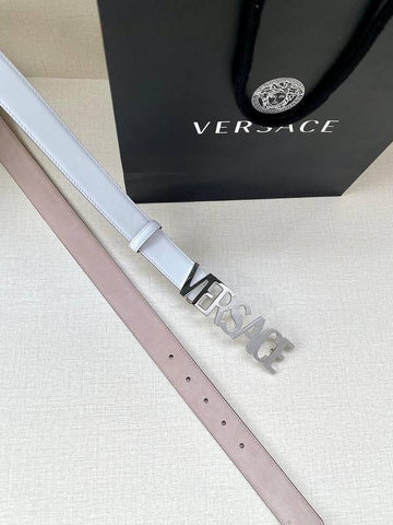 Versace Women's Leather Logo Decorated Buckle Belt - Banlieue91