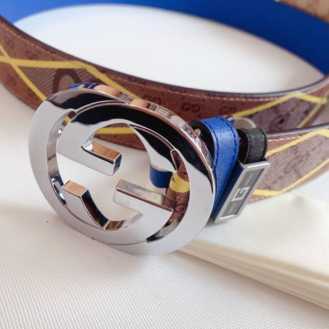 GUCCI Embellished coated-canvas and leather belt 'Brown' - Banlieue91