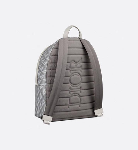 Dior Rider Zipped Backpack Grey Coated Cotton Canvas with CD Diamond Print - Banlieue91