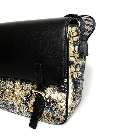 Dior Messenger Bag Regular Dior Messenger Bag Black calfskin, cotton canvas and linen with gold Magica print - Banlieue91