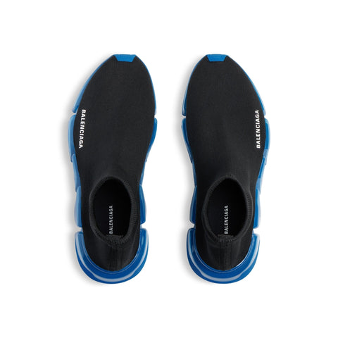 MEN'S SPEED 2.0 FULL CLEAR SOLE RECYCLED KNIT SNEAKER IN BLACK/BLUE - SpinServe