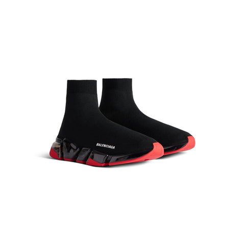 MEN'S SPEED 2.0 FULL CLEAR SOLE RECYCLED KNIT SNEAKER IN BLACK/RED - SpinServe