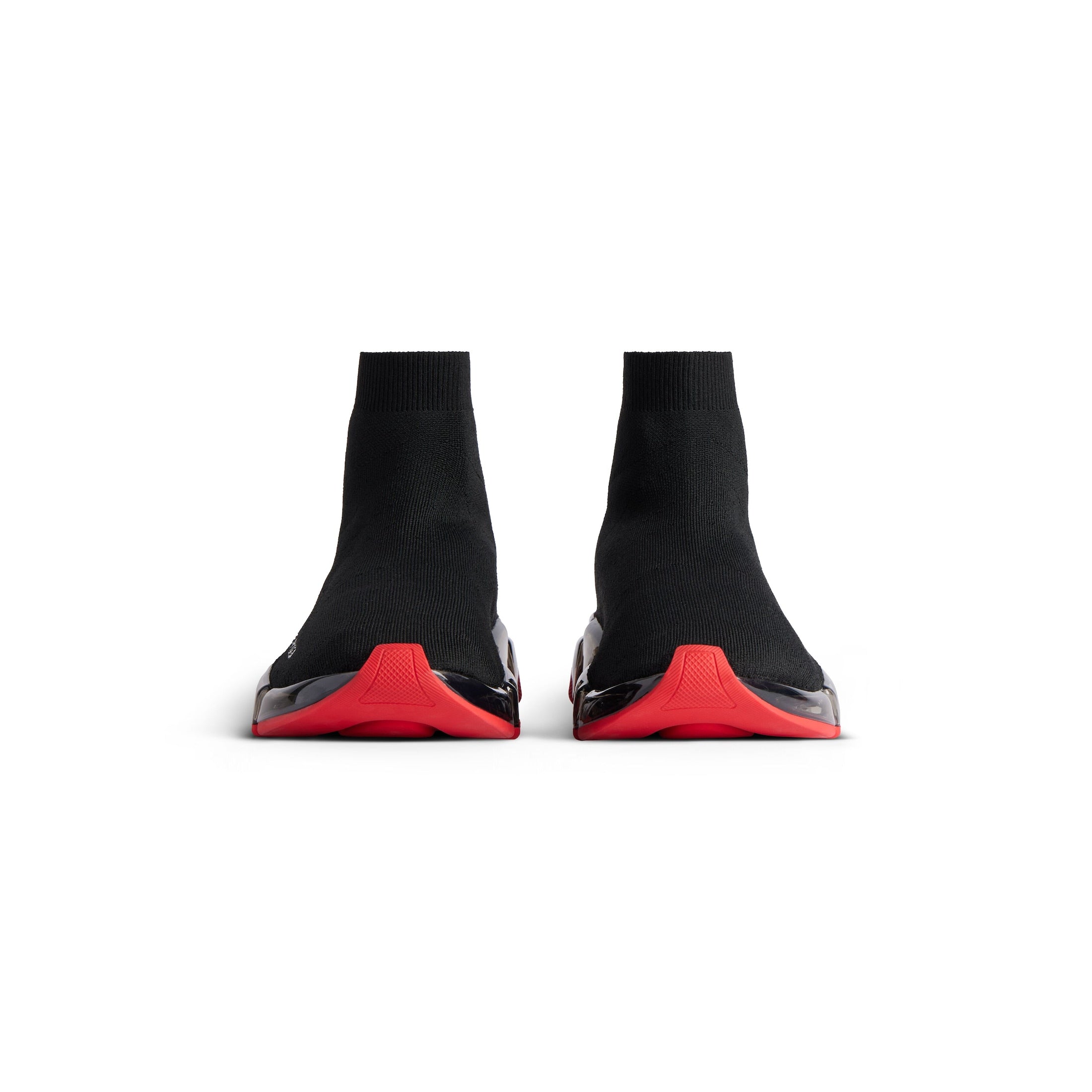 MEN'S SPEED 2.0 FULL CLEAR SOLE RECYCLED KNIT SNEAKER IN BLACK/RED - SpinServe