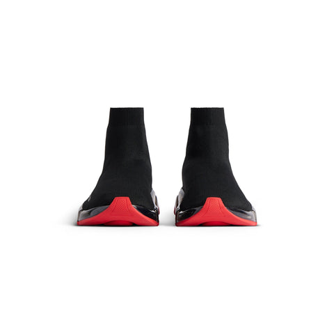 MEN'S SPEED 2.0 FULL CLEAR SOLE RECYCLED KNIT SNEAKER IN BLACK/RED - SpinServe