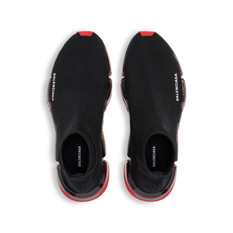 MEN'S SPEED 2.0 FULL CLEAR SOLE RECYCLED KNIT SNEAKER IN BLACK/RED - SpinServe