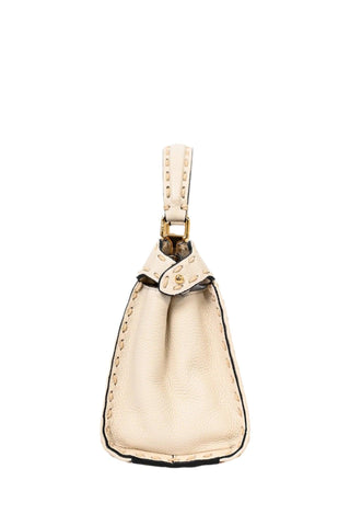Fendi Cream Leather Astrology Embroidered Canvas Mini Peekaboo Top Handle - Banlieue91