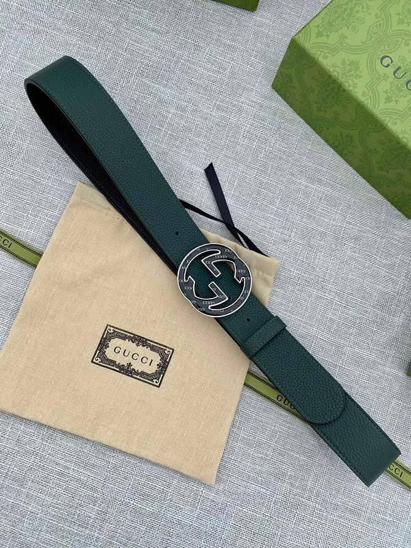 GUCCI Embellished coated-canvas and leather belt 'Green' - Banlieue91