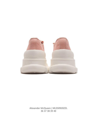 Alexander McQueen Women Tread Slick lace-up Sneakers 'Pink/White' - Banlieue91