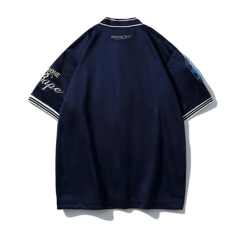 BATHNIG APE Men's BASEBALL JERSEY SHIRT Navy / Ivory / White - Banlieue91