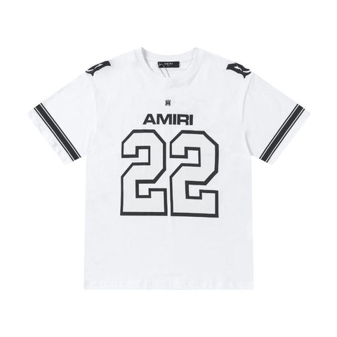 Amiri 22 White & Black T-Shirt Without Collar - Banlieue91