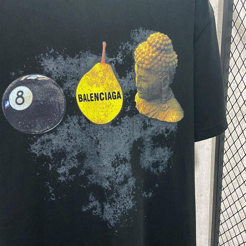 Balenciaga Black T-Shirt Without Collar - Banlieue91