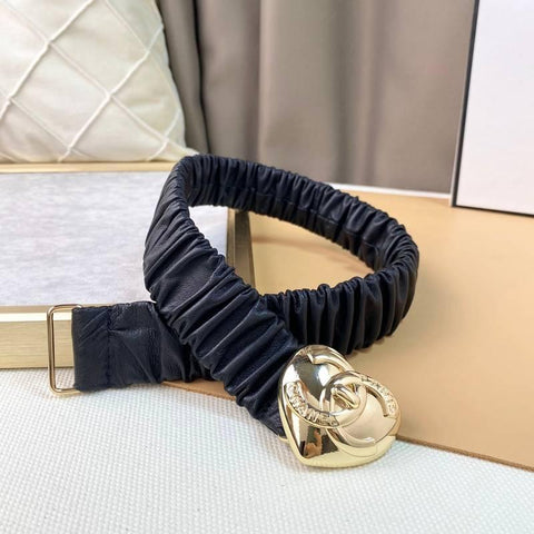 Chanel Calfskin CC Heart Coco In Love Women Belt 'Black' - Banlieue91