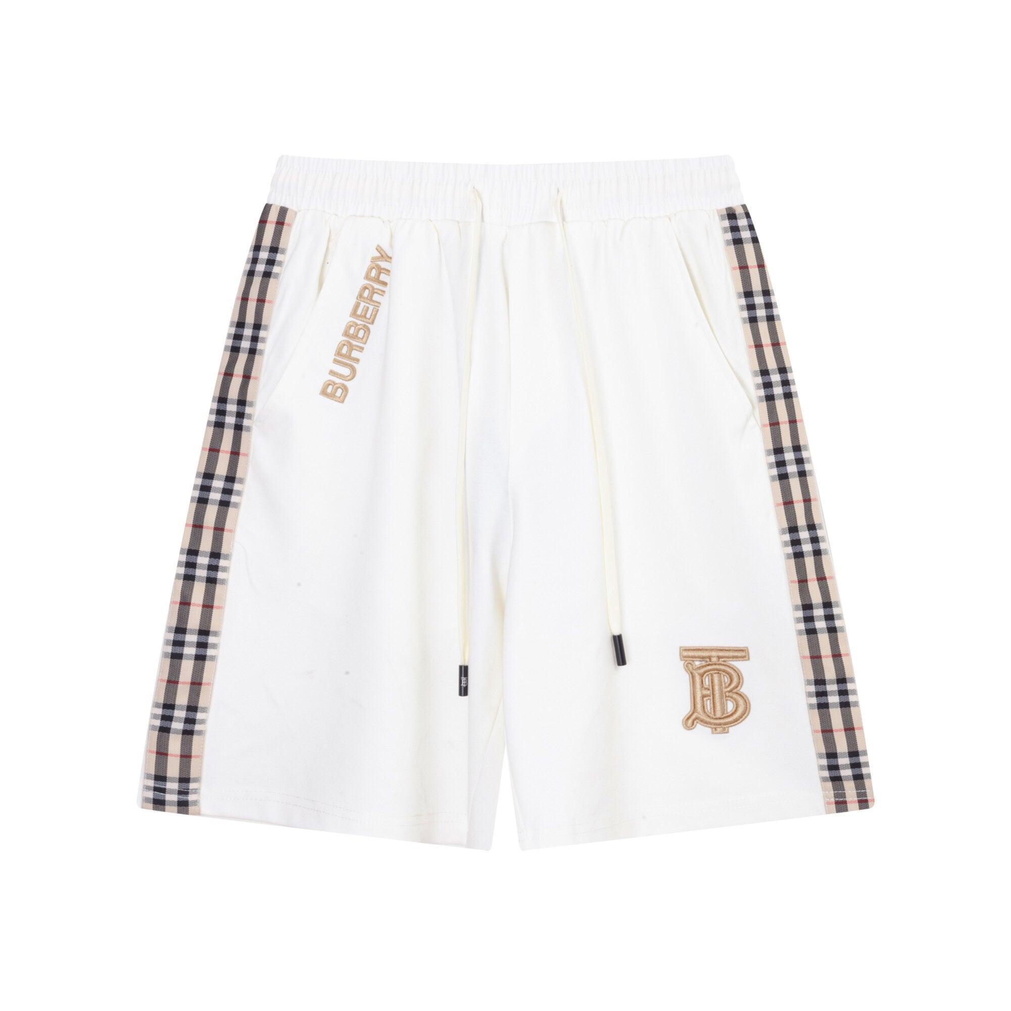 Burberry Men's Striped Cotton Knit Basketball Shorts 'White/Beige' - Banlieue91