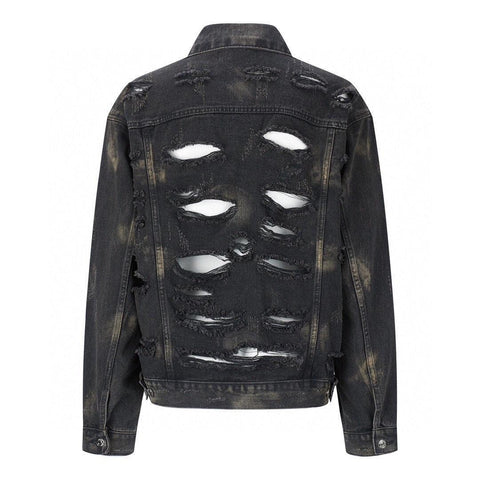 Balenciaga Oversized Distressed Denim Jacket - Black - Banlieue91