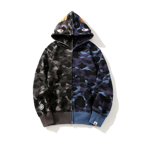 APE Color Camo Crazy Shark Full Zip Hoodie A Bathing Ape - Banlieue91
