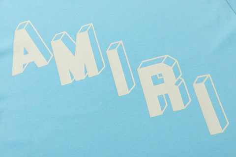 Amiri 23 Blue T-Shirt Without Collar - Banlieue91