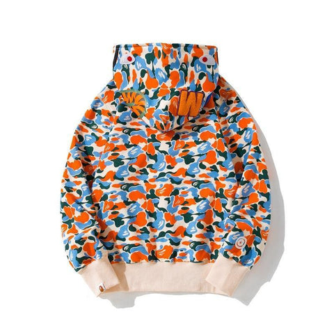 BAPE Camo Shark Full Zip Hoodie Purple Yellow Blue - Banlieue91
