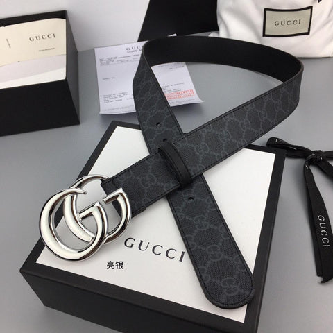 GUCCI Embellished coated-canvas and leather belt 'Black' - Banlieue91
