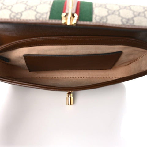 Gucci GG Supreme Monogram Azalea Calfskin Web Jackie 1961 Belt Bag Beige Ebony Brown Sugar - Banlieue91