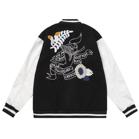 LOUIS VUITTON CROCHET FLOWERS VARSITY JACKET - BLACK - Banlieue91