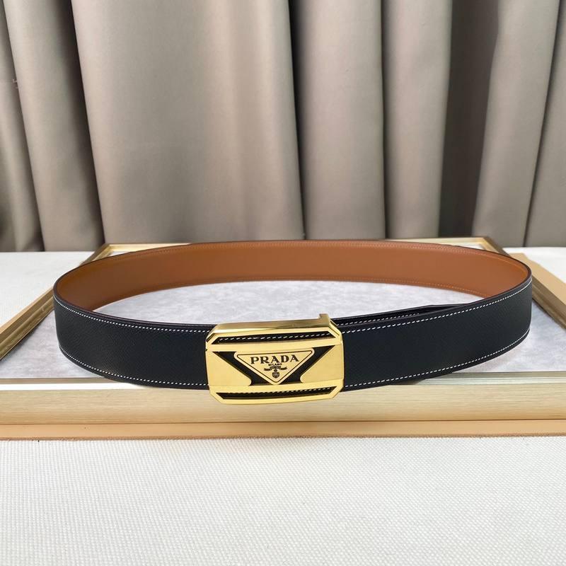 Prada Leather Belt Brushed Golden Buckle 'Black' - Banlieue91