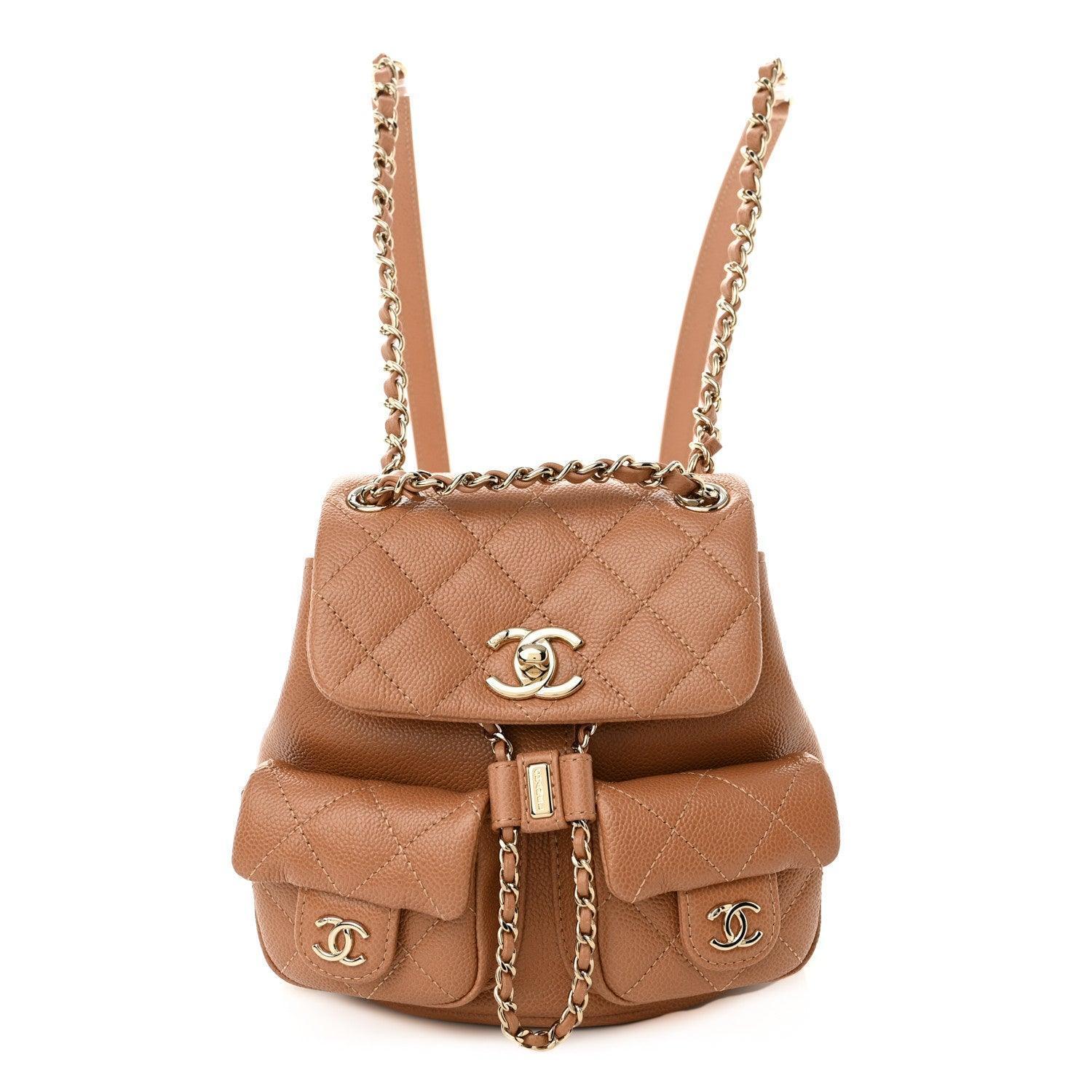 Chanel Shiny Caviar Quilted Small Duma Pockets Drawstring Backpack - Banlieue91