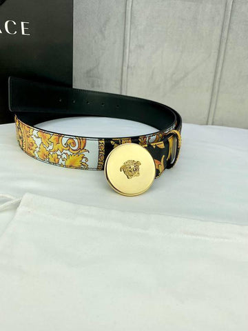 Versace MEDUSA BIGGIE ENAMEL LEATHER BELT - Banlieue91