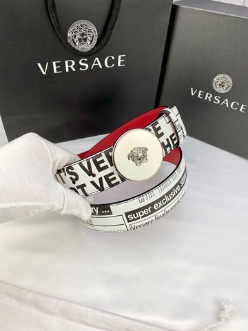 Versace MEDUSA BIGGIE ENAMEL LEATHER BELT - Banlieue91