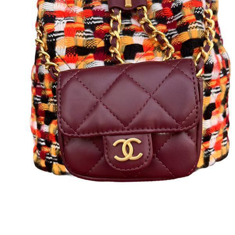 Chanel Tweed Quilted Small CC Chain Bucket Backpack Multicolor - Banlieue91