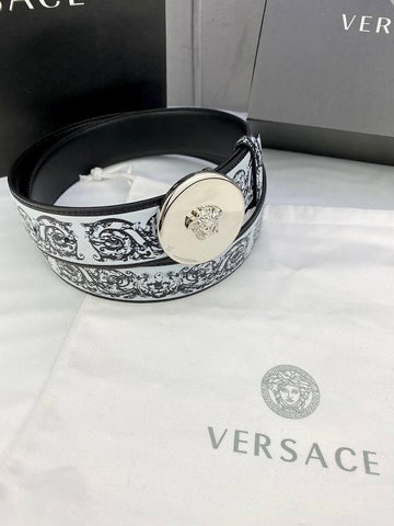 Versace MEDUSA BIGGIE ENAMEL LEATHER BELT - Banlieue91