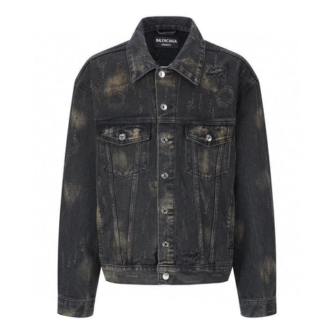Balenciaga Oversized Distressed Denim Jacket - Black - Banlieue91