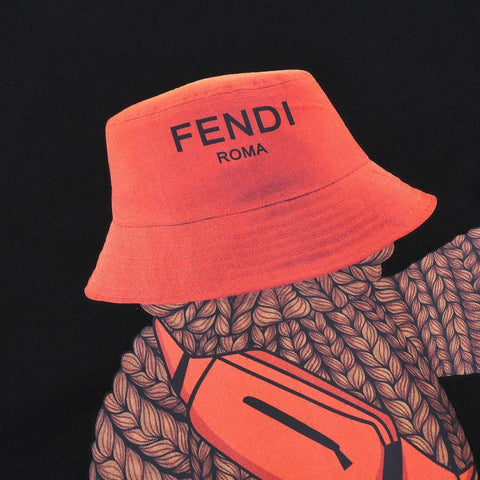 Fendi T-Shirt without Collar 'Black-Orange' - Banlieue91