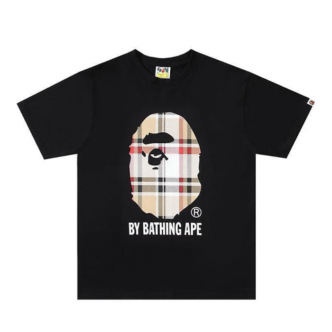Bathing Ape Check by Bathing Tee Black/Beige - Banlieue91