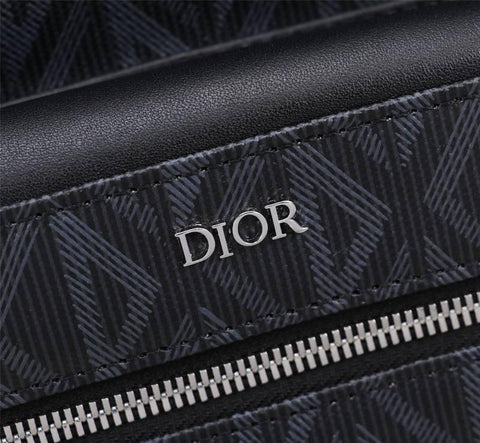 Dior Rider Zipped Backpack Black Coated Cotton Canvas with CD Diamond Print - Banlieue91