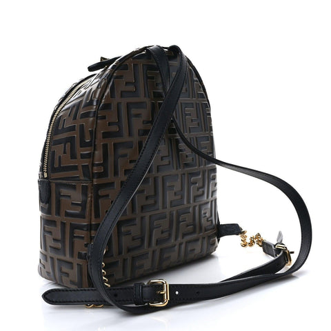 Fendi Nappa FF 1974 Embossed Mini Backpack Black - Banlieue91