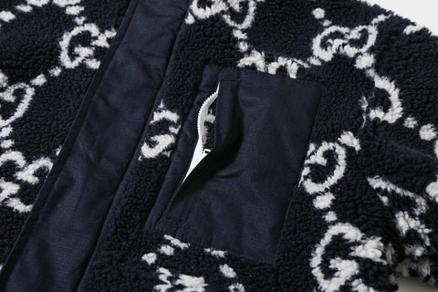 Gucci GG Fuzzy Fabric Jacquard Jacket 'Dark Blue' - Banlieue91