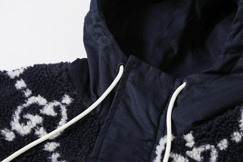 Gucci GG Fuzzy Fabric Jacquard Jacket 'Dark Blue' - Banlieue91