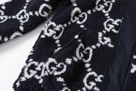 Gucci GG Fuzzy Fabric Jacquard Jacket 'Dark Blue' - Banlieue91