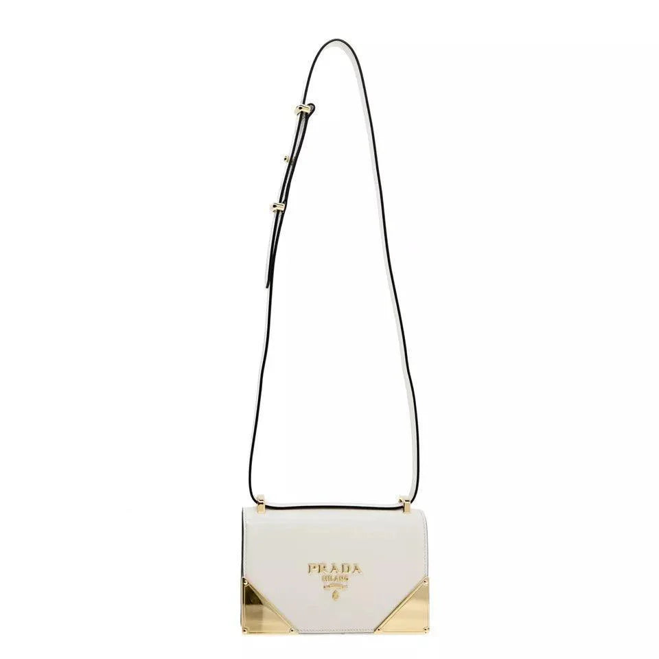 Prada Crossbody Shoulder Bag Box Calf White Leather - Banlieue91
