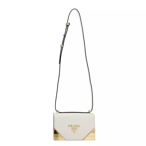Prada Crossbody Shoulder Bag Box Calf White Leather - Banlieue91