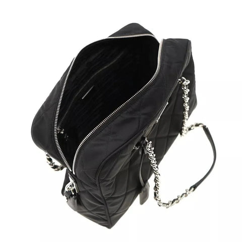 Prada Chain Shoulder Bag Quilted Black Nylon - Banlieue91