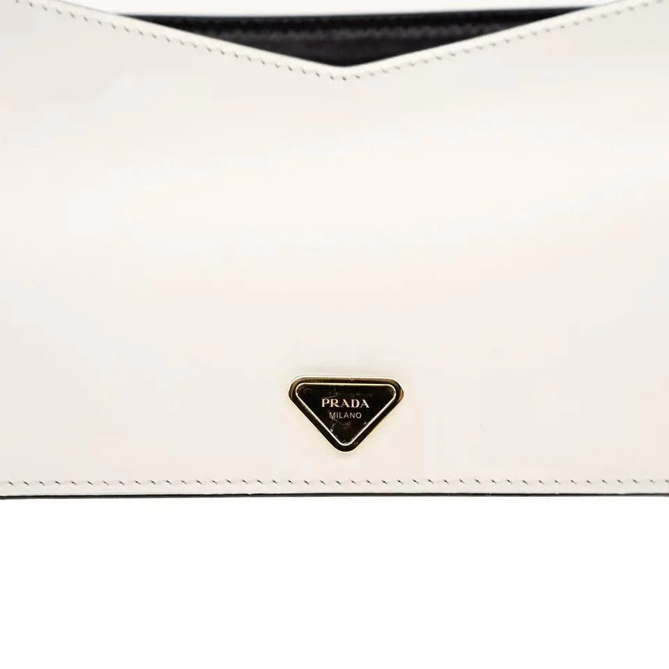 Prada Crossbody Shoulder Bag Box Calf White Leather - Banlieue91