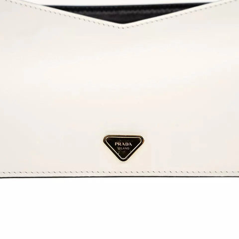 Prada Crossbody Shoulder Bag Box Calf White Leather - Banlieue91